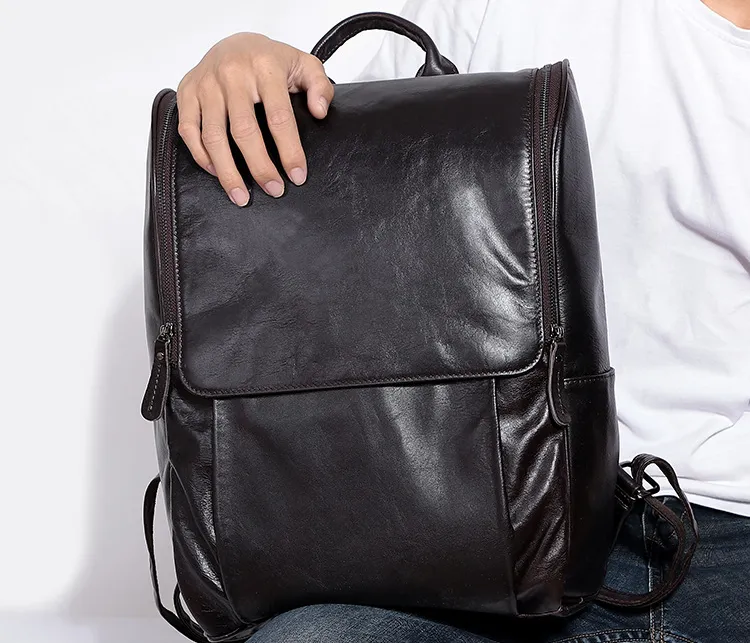 New Fashion Men Retro Leather Backpack J6390