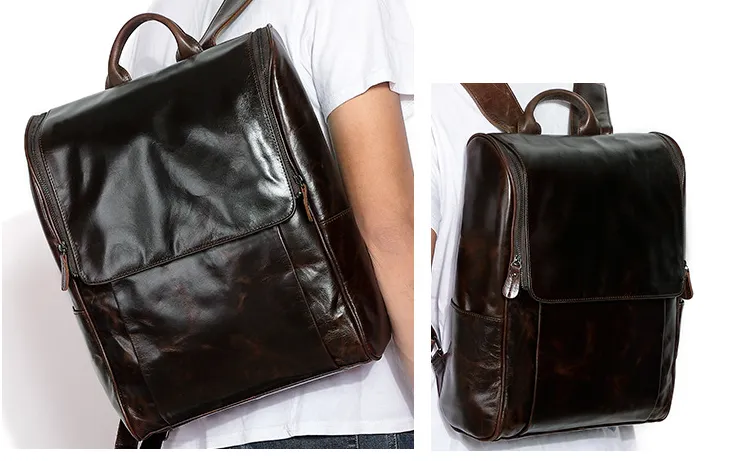 New Fashion Men Retro Leather Backpack J6390