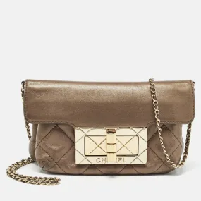 Olive Green Quilted Leather Reissue Lock Chain Clutch