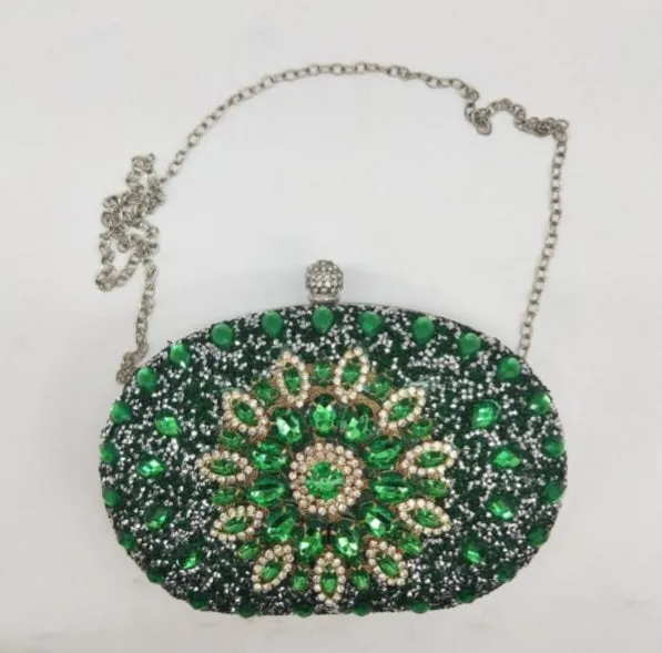 Oval gem Clutch bags