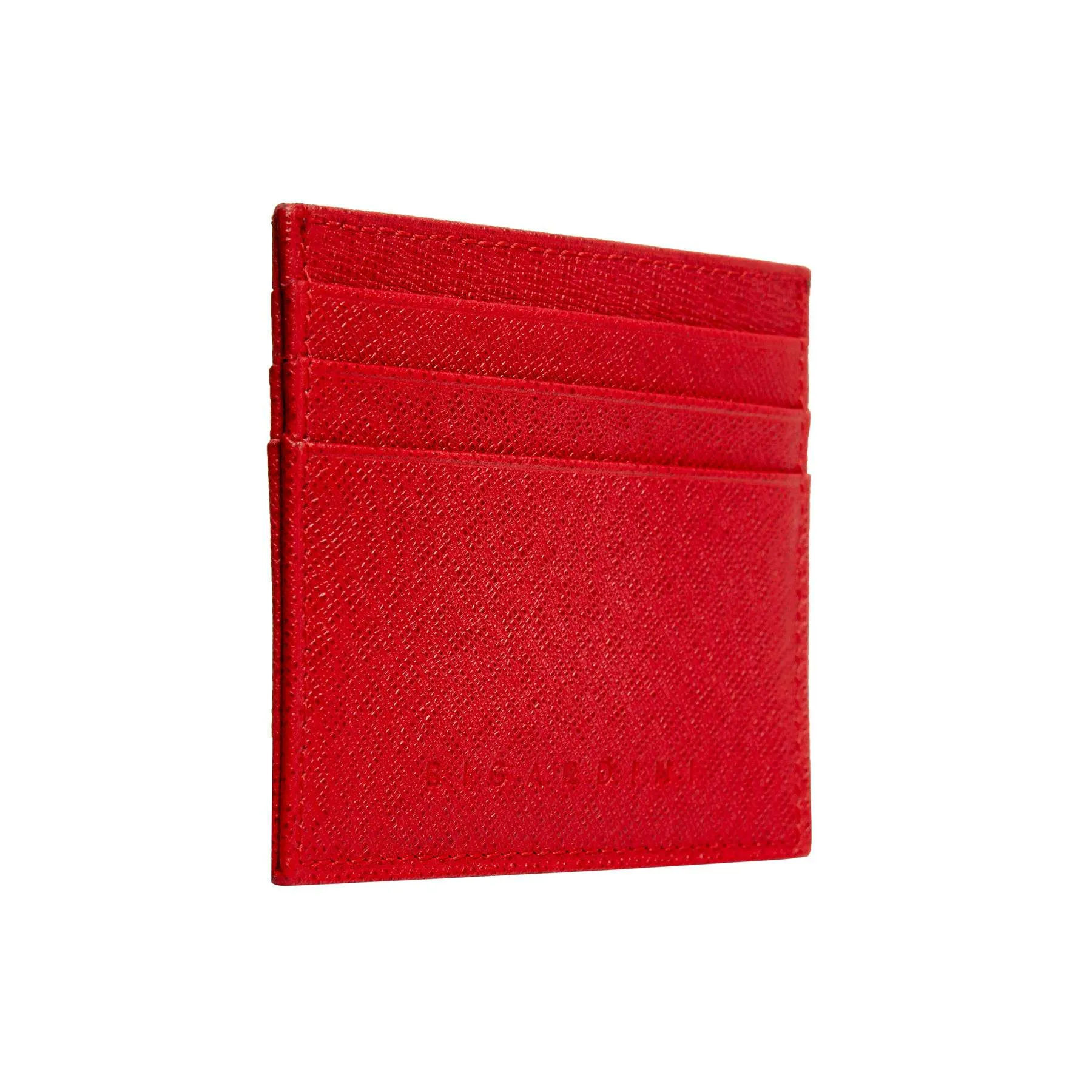 Red Unisex Saffiano Leather Slim Card Wallet