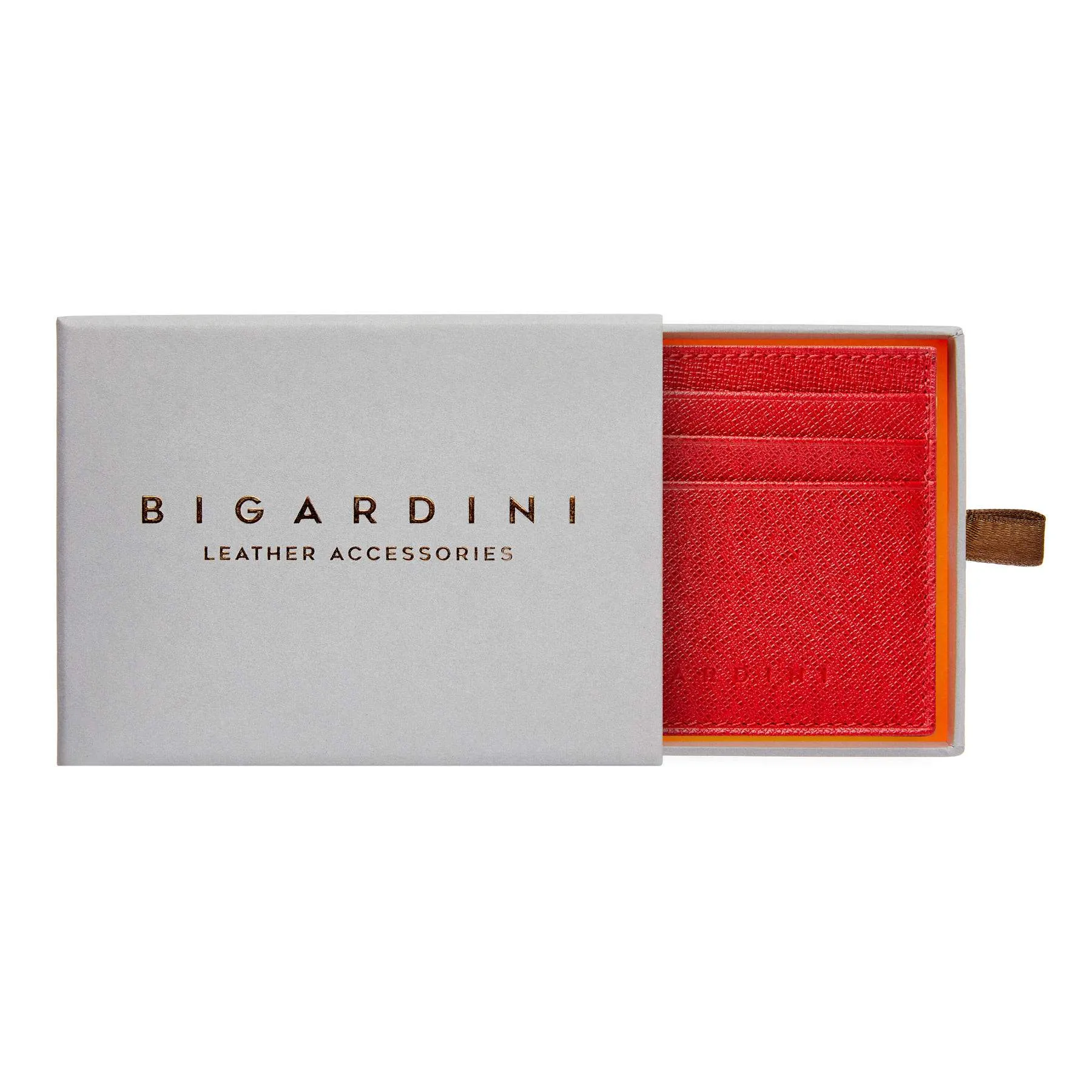 Red Unisex Saffiano Leather Slim Card Wallet