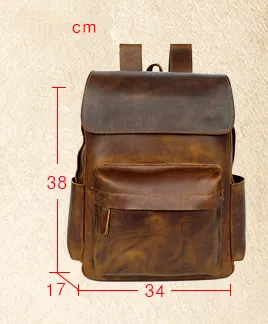 Retro Leather Travel Backpack Bag P-8090