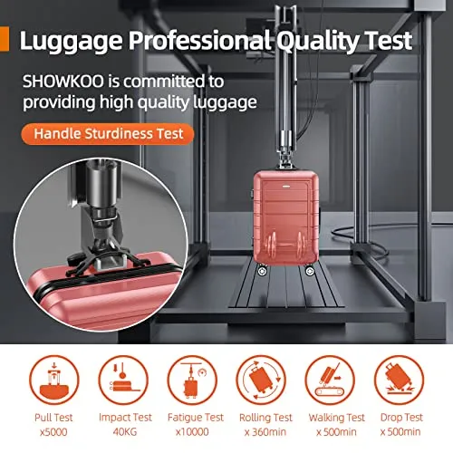 SHOWKOO Luggage Sets Expandable PC ABS Durable Suitcase Set, Rose Gold