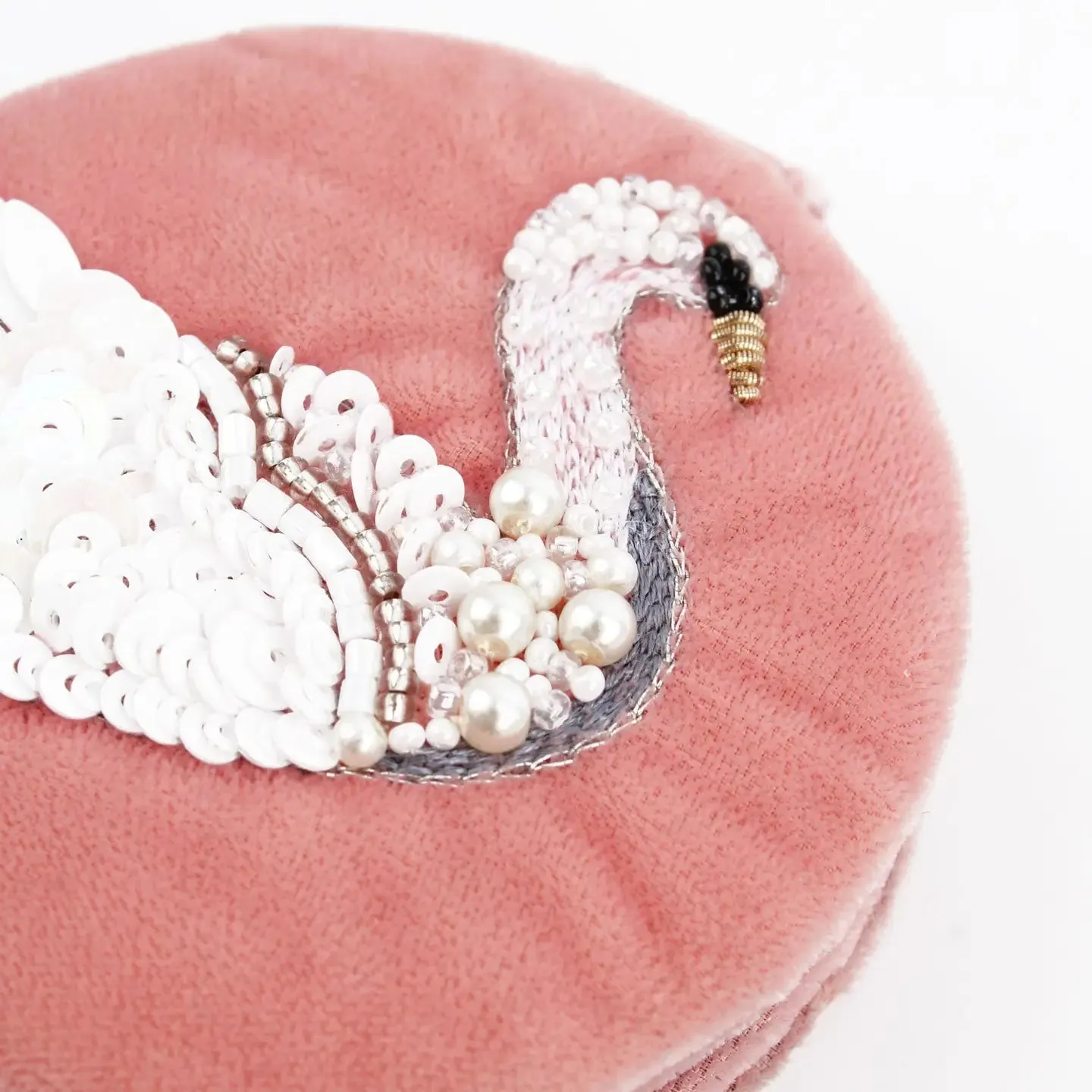 Single Swan Velvet Compact Mirror My Doris