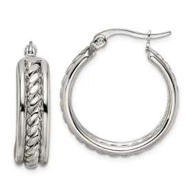 Stainless Steel 25mm Twisted Middle Hoop Earrings