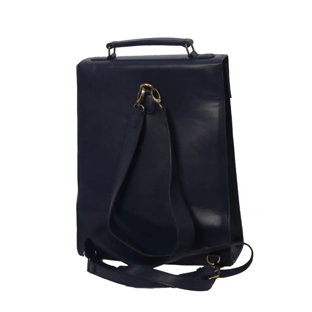 Stylish leather blue backpack