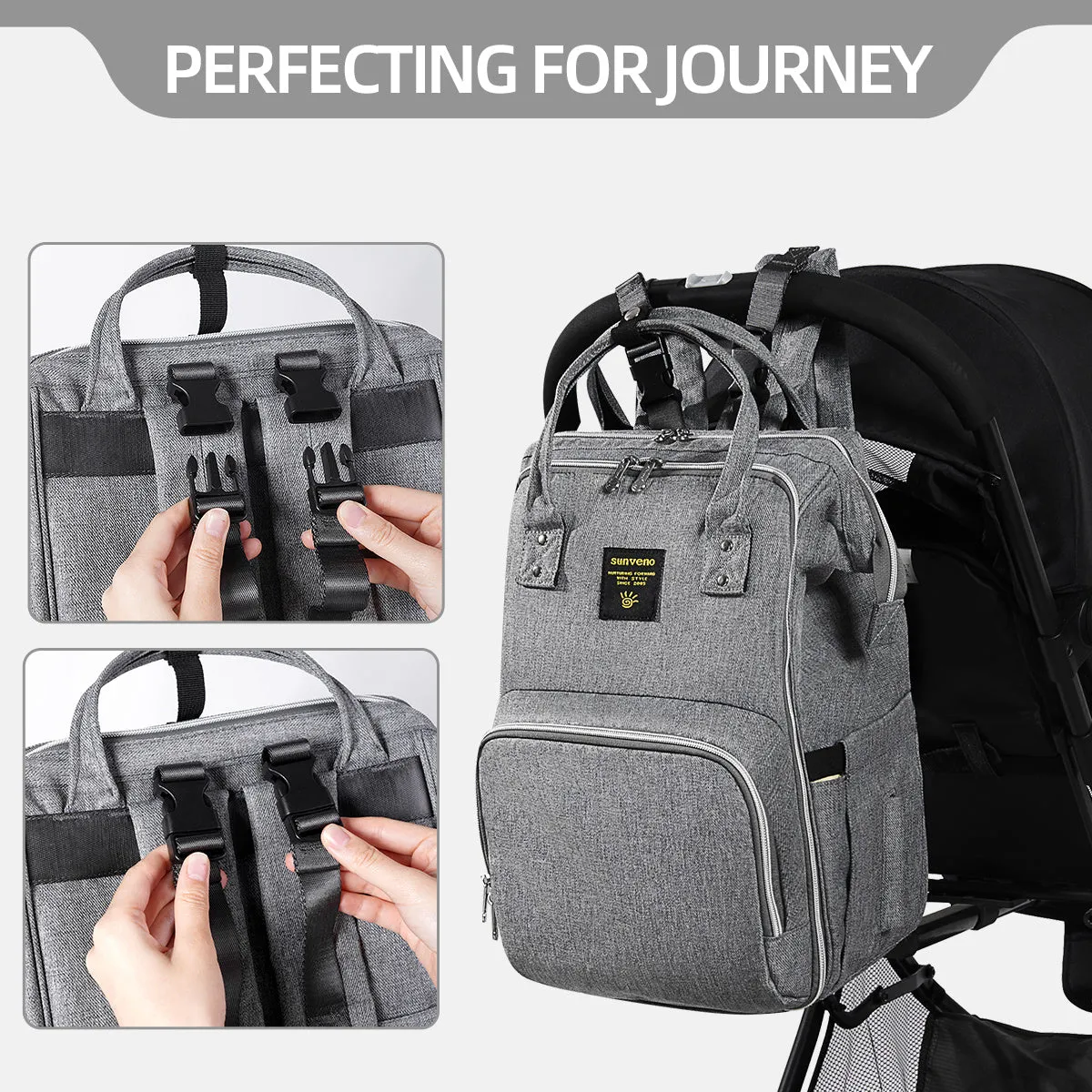 Sunveno Stylish Upgrade Diaper Bag Backpack Multifunction Travel Back Pack Maternity Baby Changing Bags 20L Large Capacity