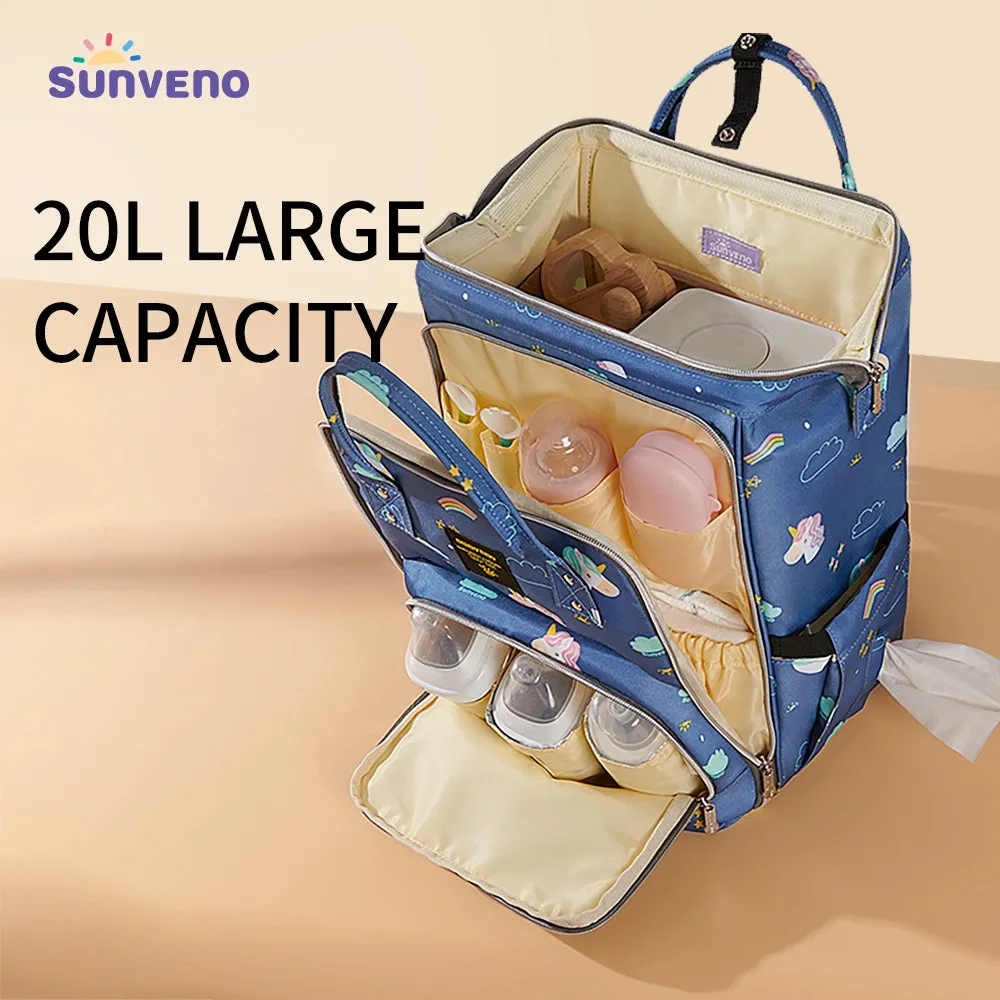 Sunveno Stylish Upgrade Diaper Bag Backpack Multifunction Travel Back Pack Maternity Baby Changing Bags 20L Large Capacity