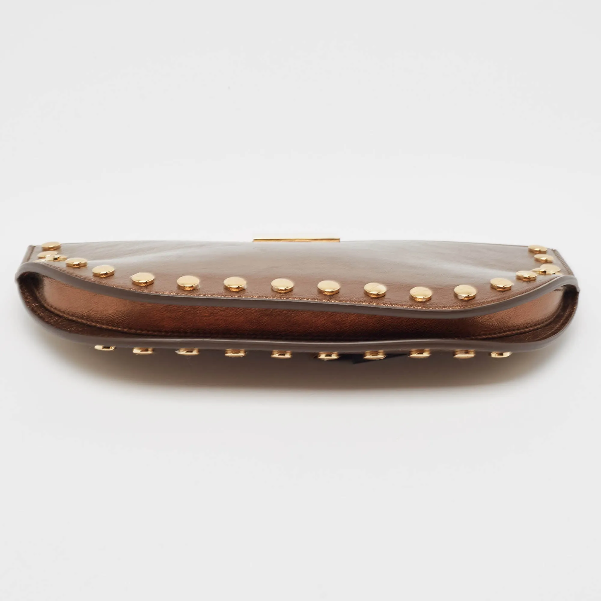 Trendy Inspired Burberry Bronze Leather Studded Olympia Clutch