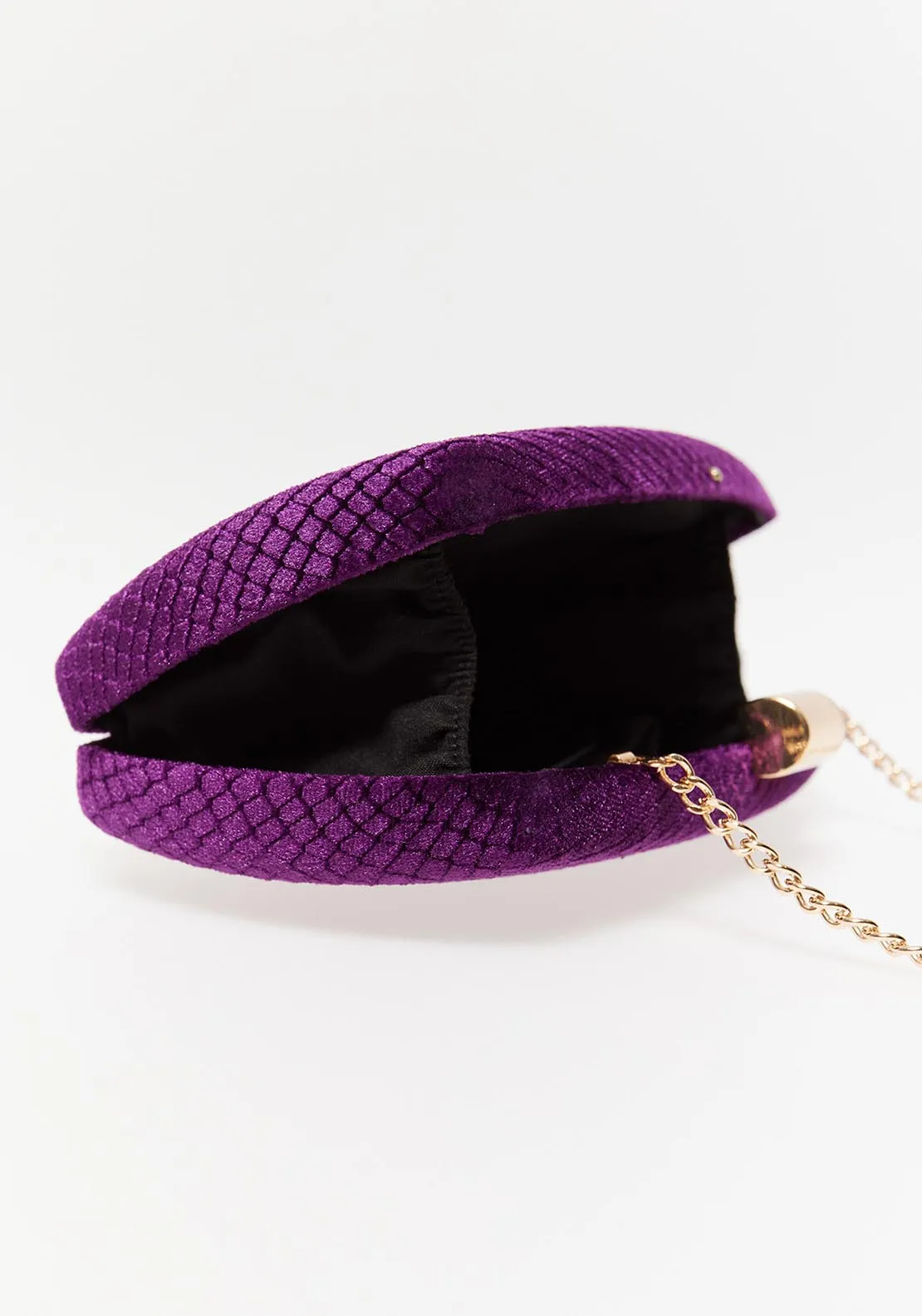 Velvet Clutch Silhouette Purple - Purple