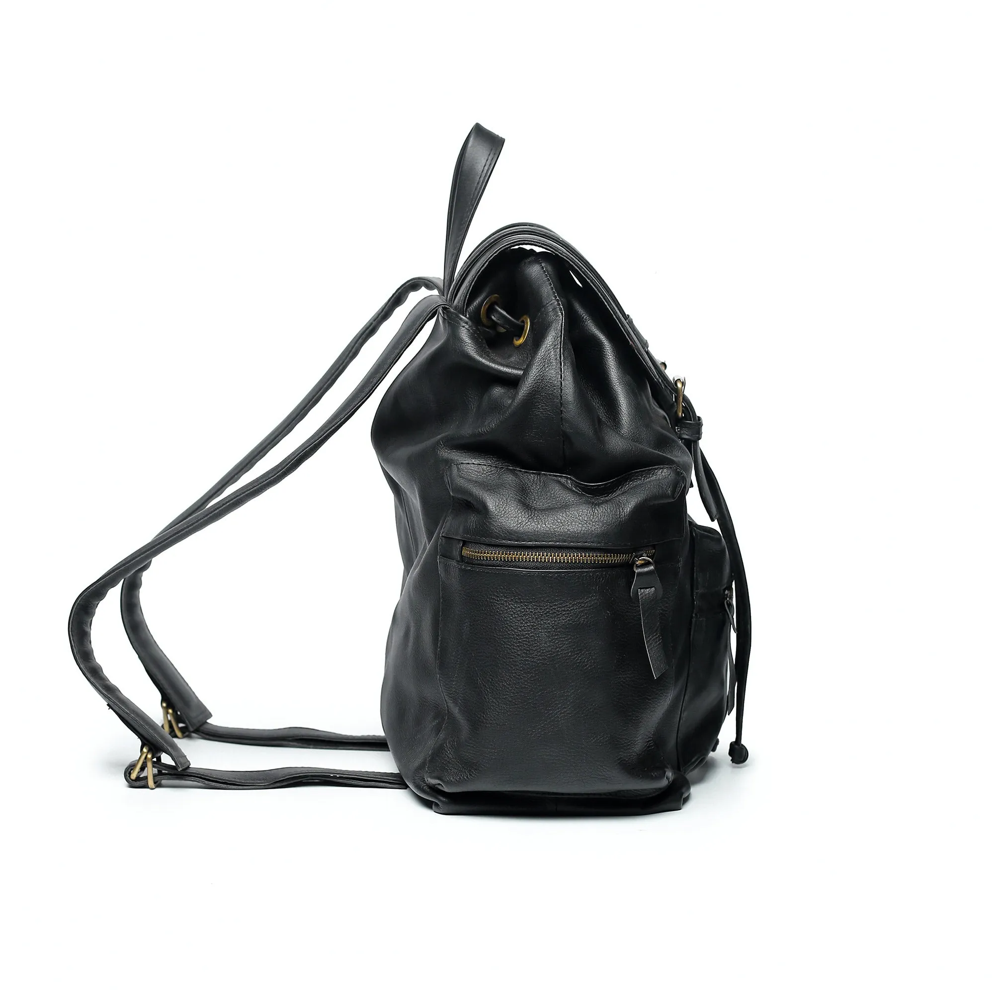 Vintage Black Leather Backpack