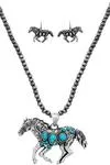 Western Floral Aztec Horse Necklace Set