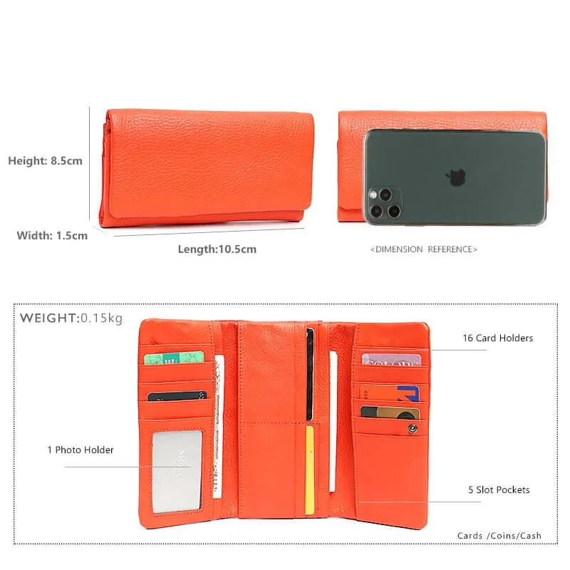 Women's Genuine Leather Long Wallet For Women