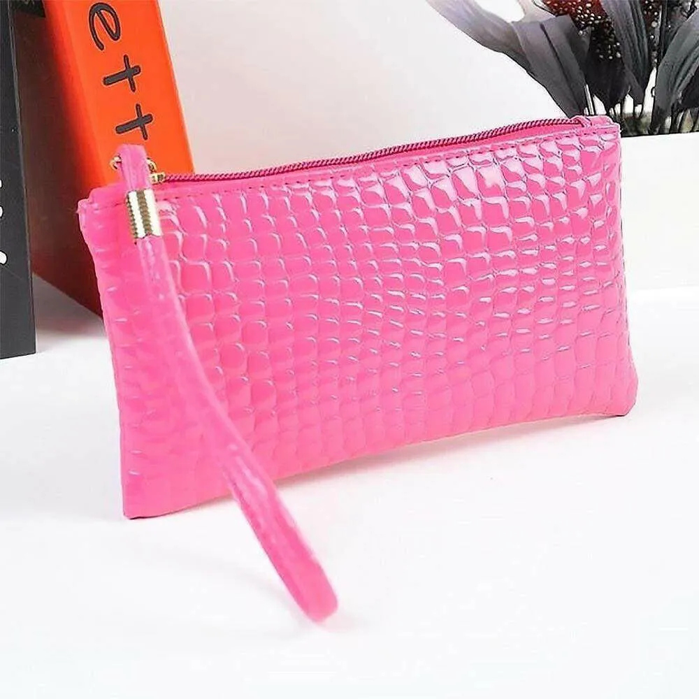 Women's Textured Glossy Cosmetic Clutch Bags