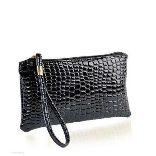 Women's Textured Glossy Cosmetic Clutch Bags