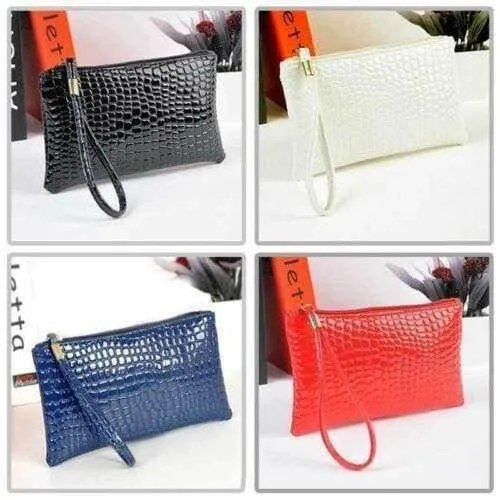 Women's Textured Glossy Cosmetic Clutch Bags