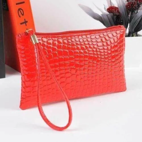 Women's Textured Glossy Cosmetic Clutch Bags