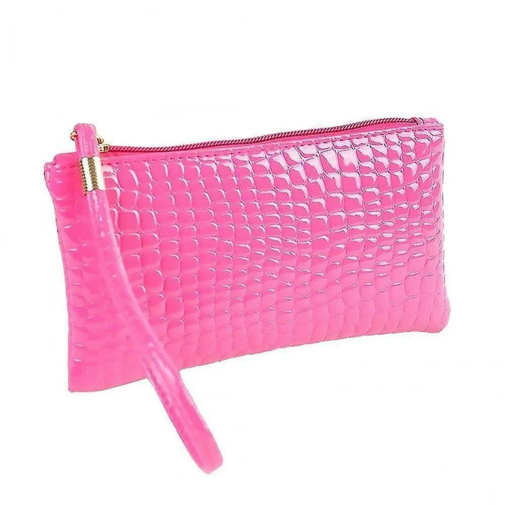 Women's Textured Glossy Cosmetic Clutch Bags